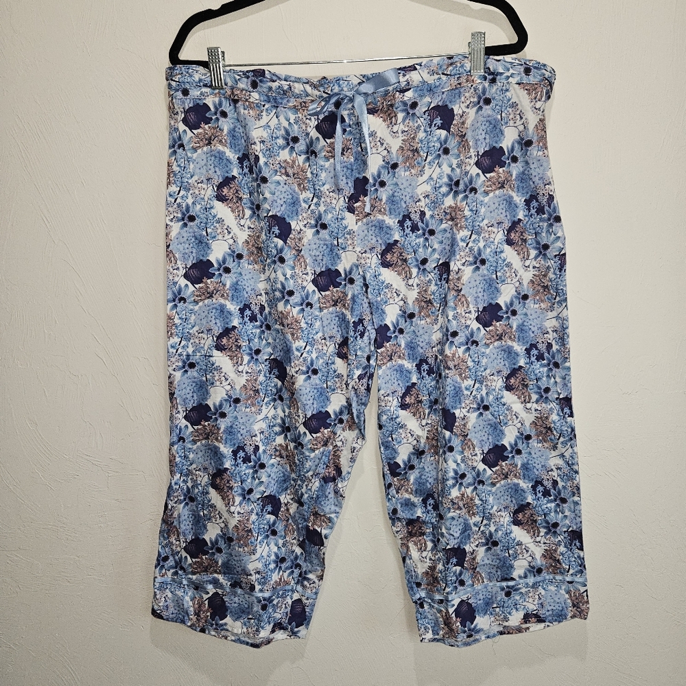 XL Papinelle Pajama Set Top Bottom Flower Print Womens Extra Large - Picture 11 of 16